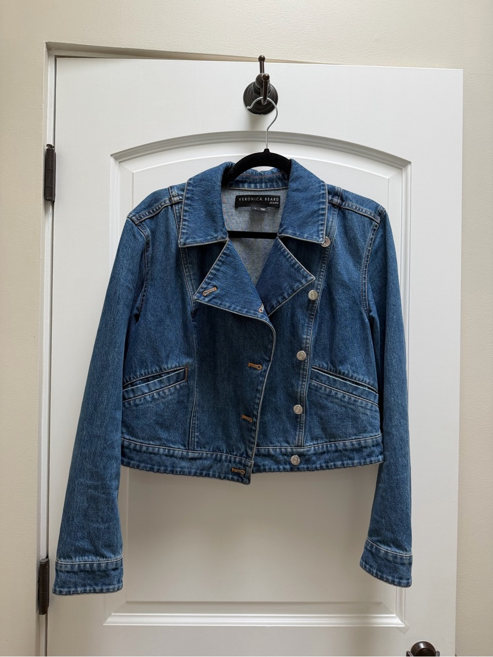 Veronica Beard Jeans Blue Denim Moto Jacket Size M